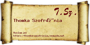 Thomka Szofrónia névjegykártya